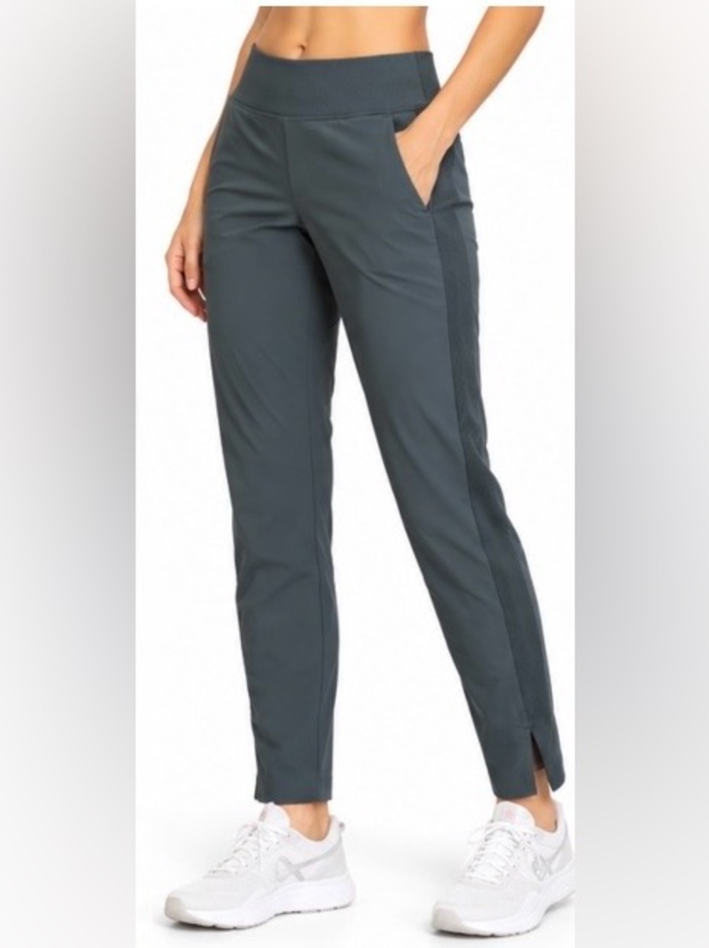 Athleta Brooklyn Ankle Pants Women’s 10 Charcoal Green Olive Travel Work
